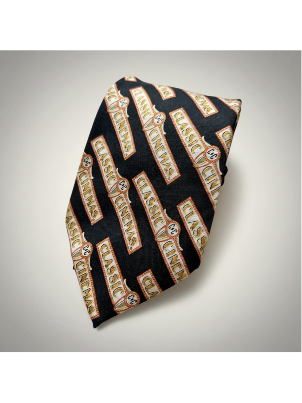 Classic Cinemas Movies Theater Black Orange Silk Men’s Tie